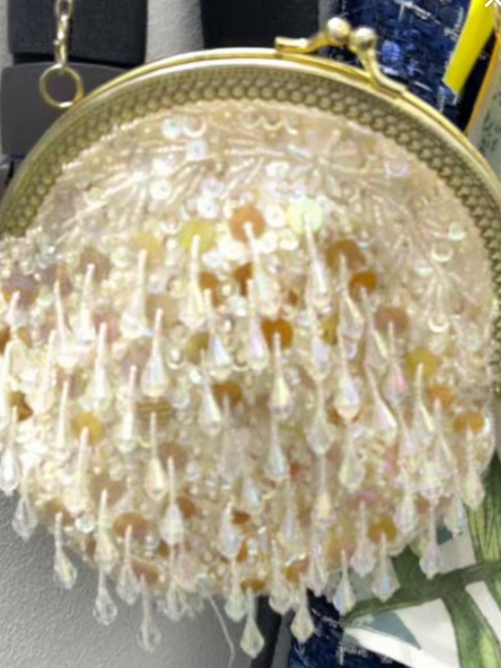 vintage iridescent sequin and beaded teardrop fringe evening